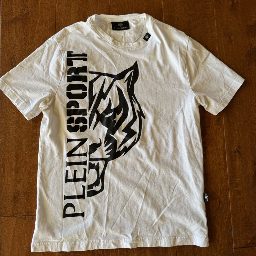 Plein Sport White and Black Tiger Graphic Tee